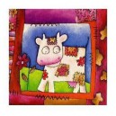 La vache et le couturier - carte double 15x30cm ouverte