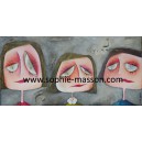Les 3 célibataires - 50 x 100 cm - Acrylique sur toile