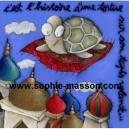 C'est l'histoire d'une tortue sur son tapis volant - 23x23 cm - Acrylique sur papier